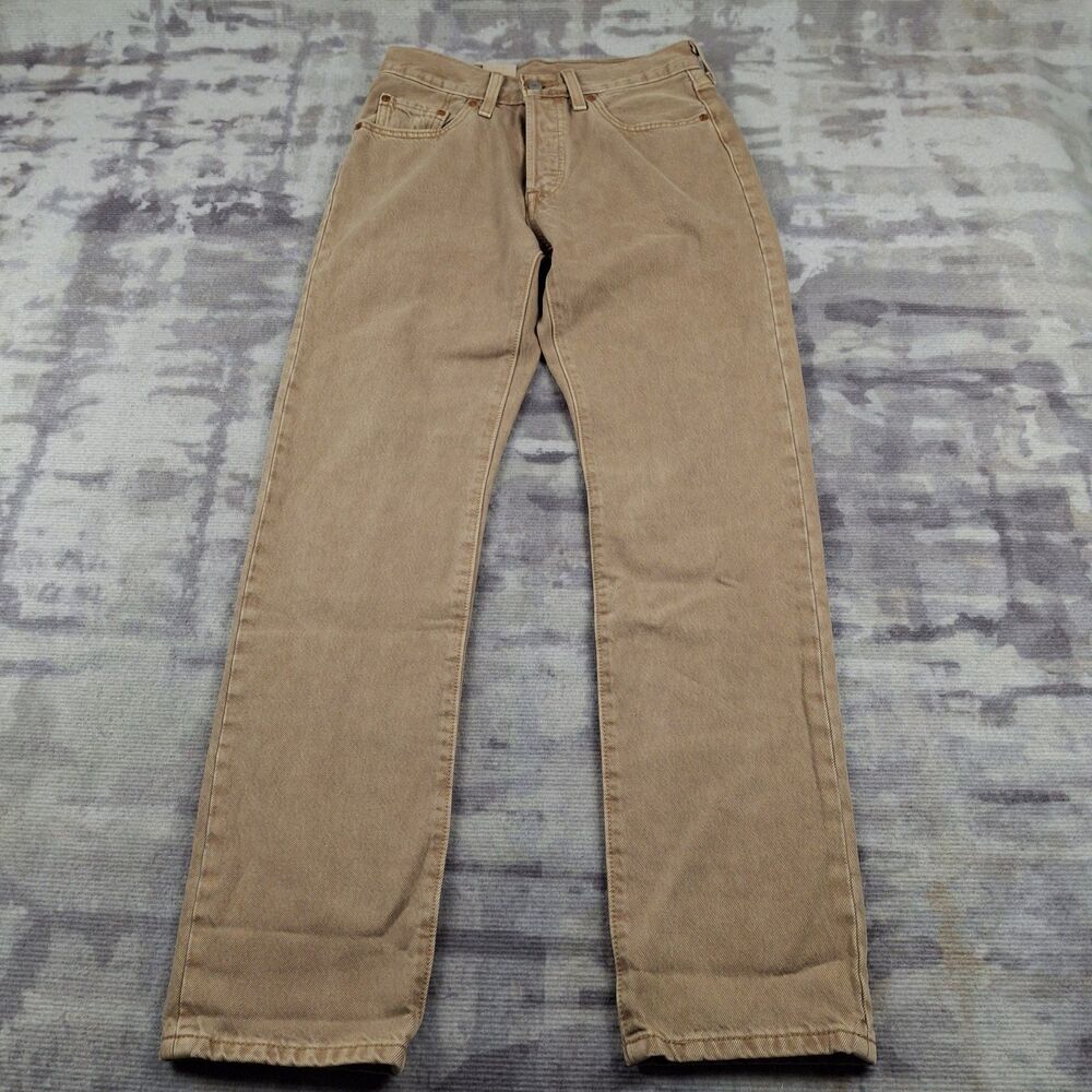 NWT Levis 501 Original Fit Jeans Womens 27x32 Khaki Tan Button Fly Denim Premium